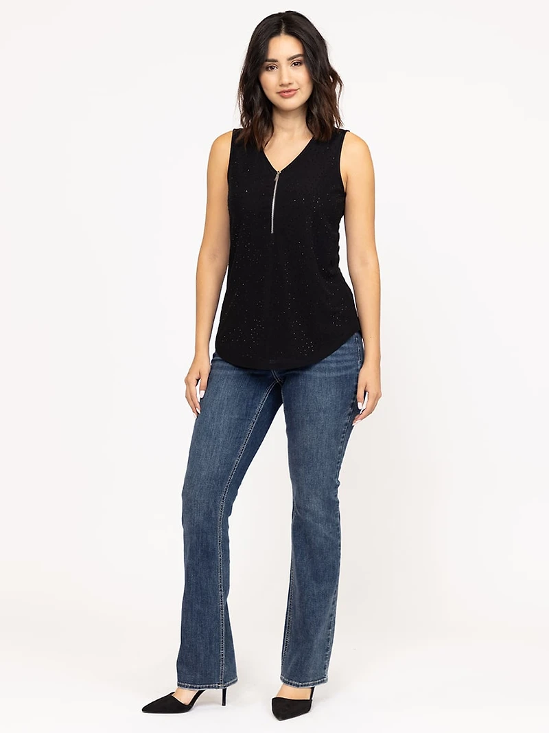 Women's Studded Zip Front  Tank