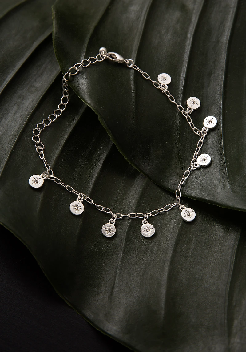 Silver Starburst Charm Anklet