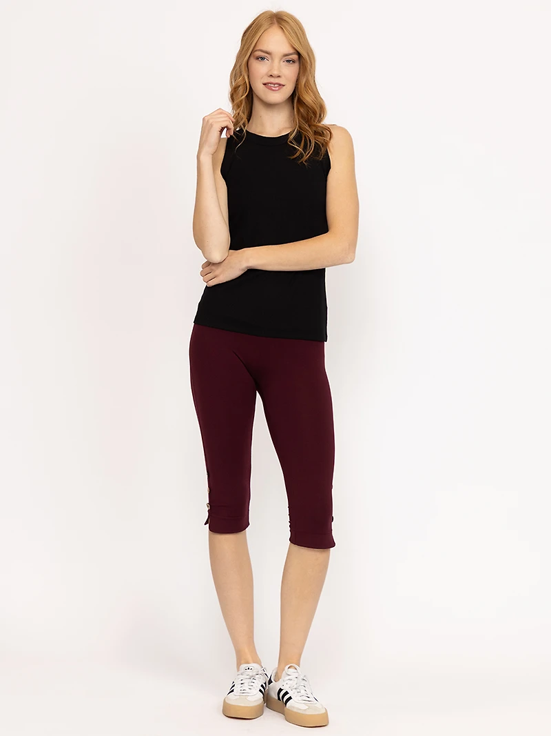 Women's Side Button Capri Legging
