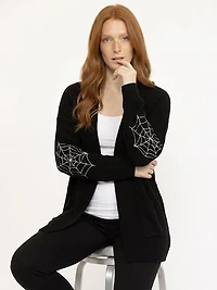 Women's Ribbed Cardigan With Embroidery