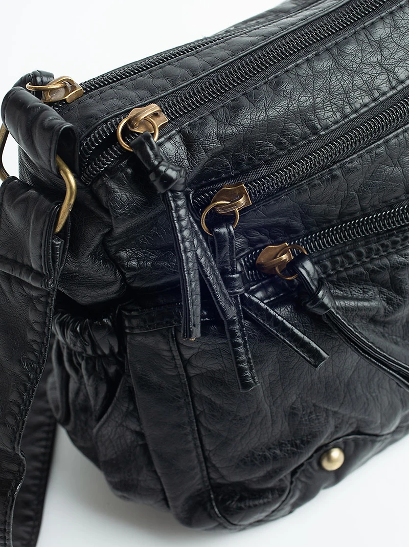 Women's Washed PU Crossbody Bag