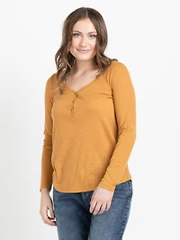 Women's Ribbed Henley Tee