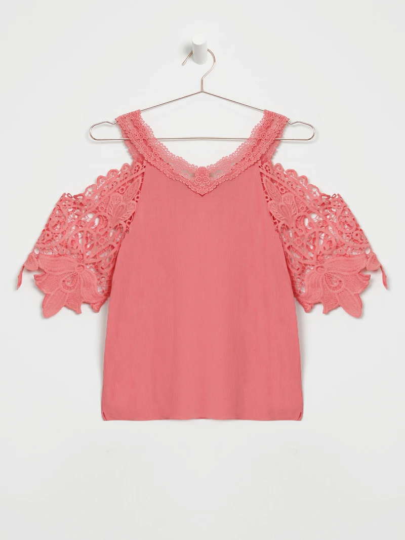 Women's Crochet Cold Shoulder Top