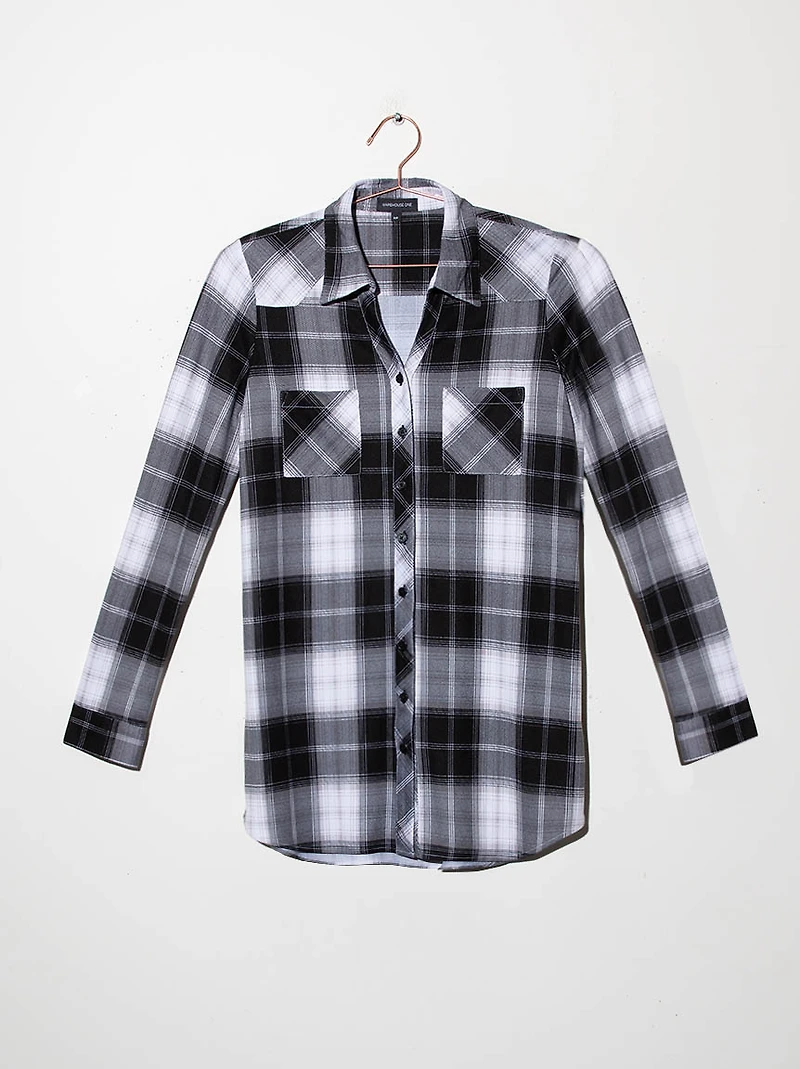 Women's Knit Plaid Tunic