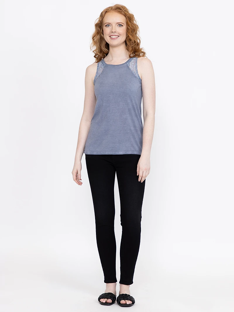 Women's Washed Tank With Lace