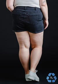 Women's Plus High Rise Destroyed Black Cuffed Short