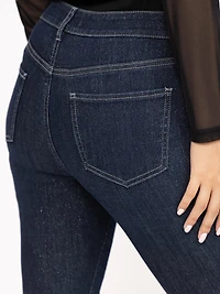 Women's Mid Rise Dark Wash Sparkle Skinny Jeans