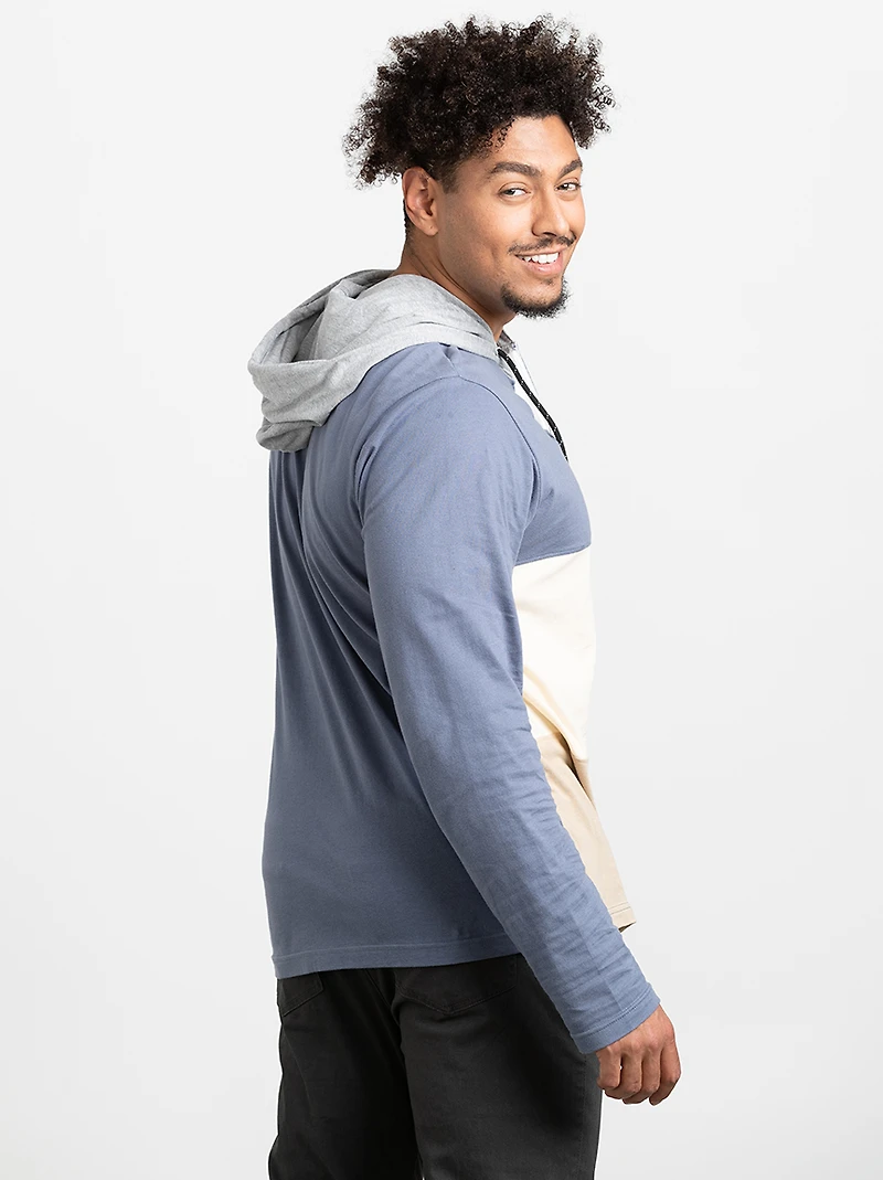 Men's Henley Hooded Shirt