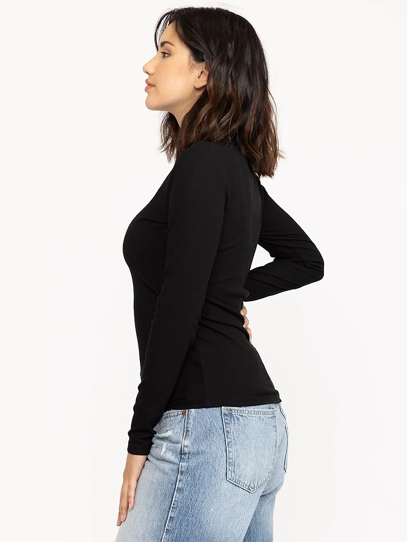 Women's Rib Crew Neck Long Sleeve Tee