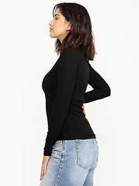 Women's Rib Crew Neck Long Sleeve Tee