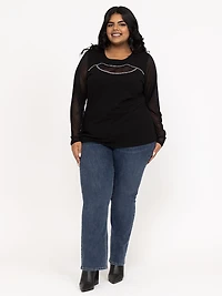 Women's Rhinestone Cut Out Top