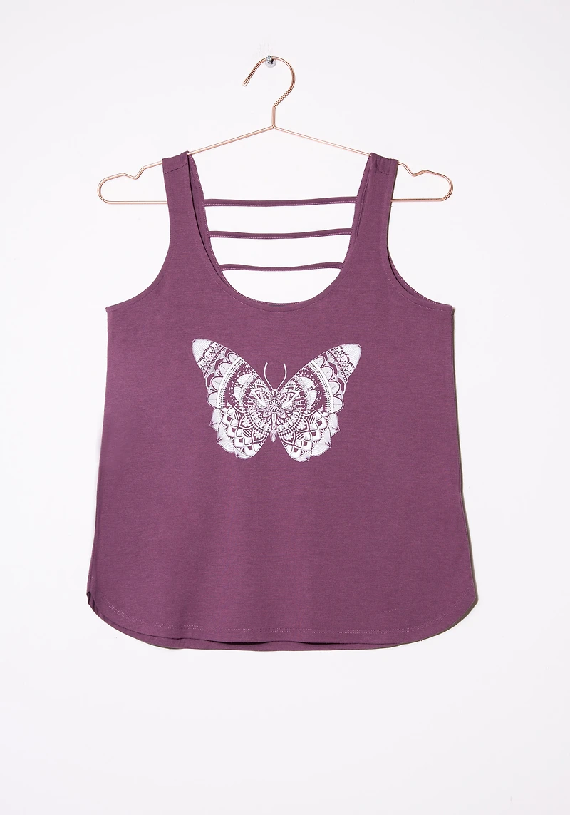 Women's Lace Butterfly Ladderback Tank