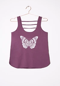 Women's Lace Butterfly Ladderback Tank