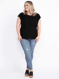 Women's Rib Ruffle Sleeve Tee