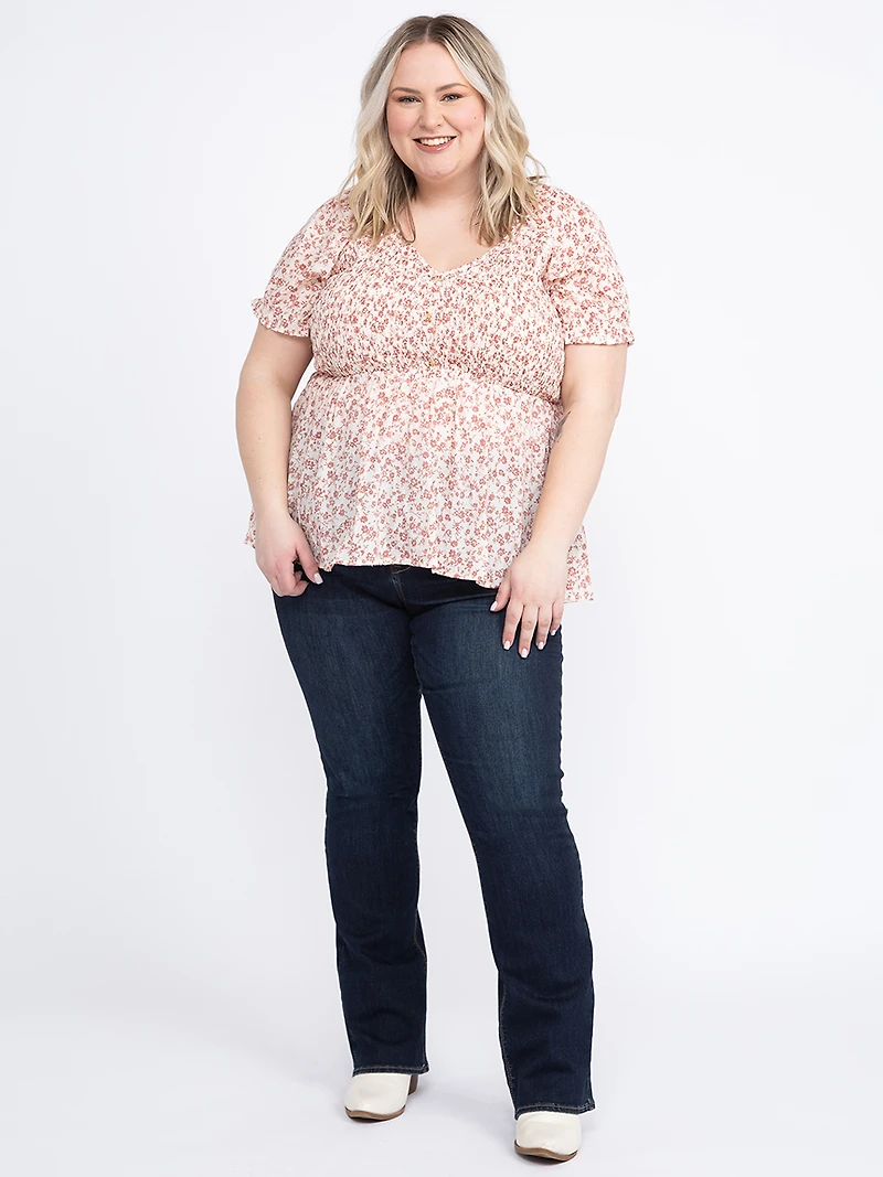 Women's Smocked Babydoll Top