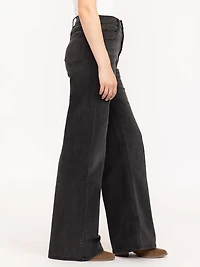 Women's High Rise Black Wide Leg Jeans