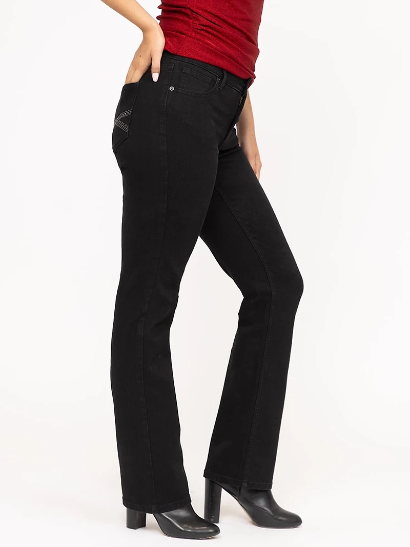 Women's Embellished Black Straight Leg Jeans