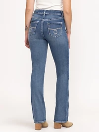 Women's Medium Wash Embroidered Baby Boot Jeans