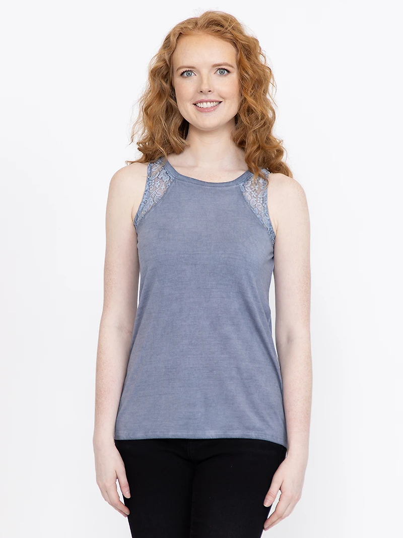 Women's Washed Tank With Lace