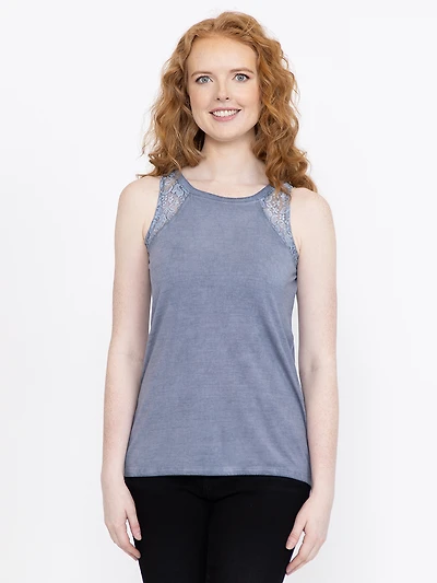 Women's Washed Tank With Lace