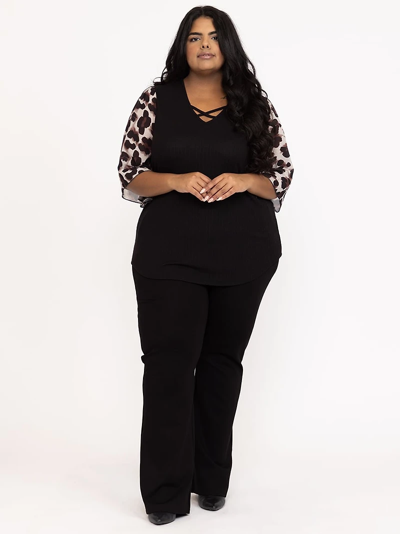 Women's Leopard Flutter Sleeve Top