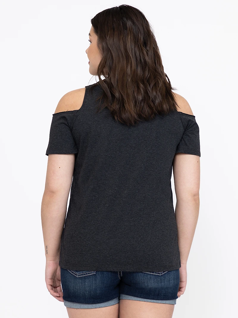 Women's Owl Cold Shoulder Relaxed Tee