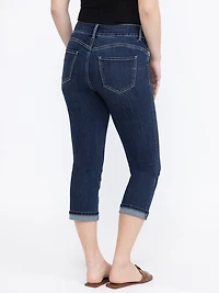Women's 2 Button Dark Washed Jean Capri