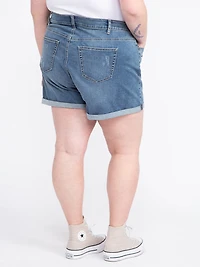 Women's Plus Boyfriend Cuffed Midi Denim Short