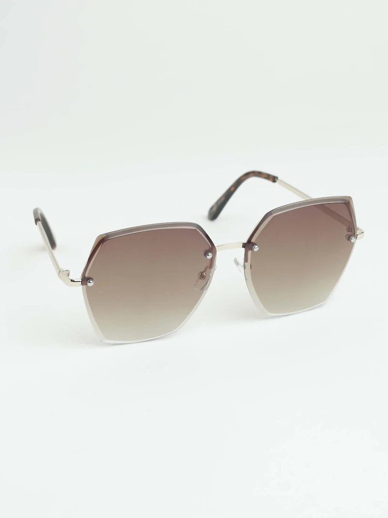 Women's Gold Hexagon Sunglasses