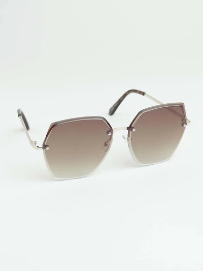 Women's Gold Hexagon Sunglasses