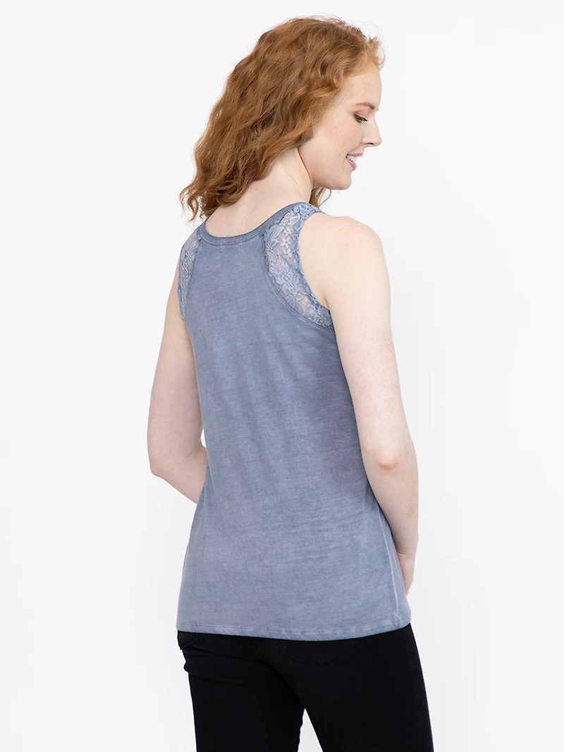 Women's Washed Tank With Lace