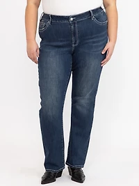 Women's Plus Medium Dark Wash Embellished Straight Jeans