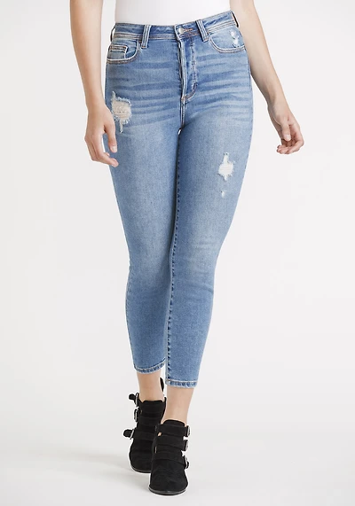 Women's High Rise Button Fly Mom Skinny Jeans