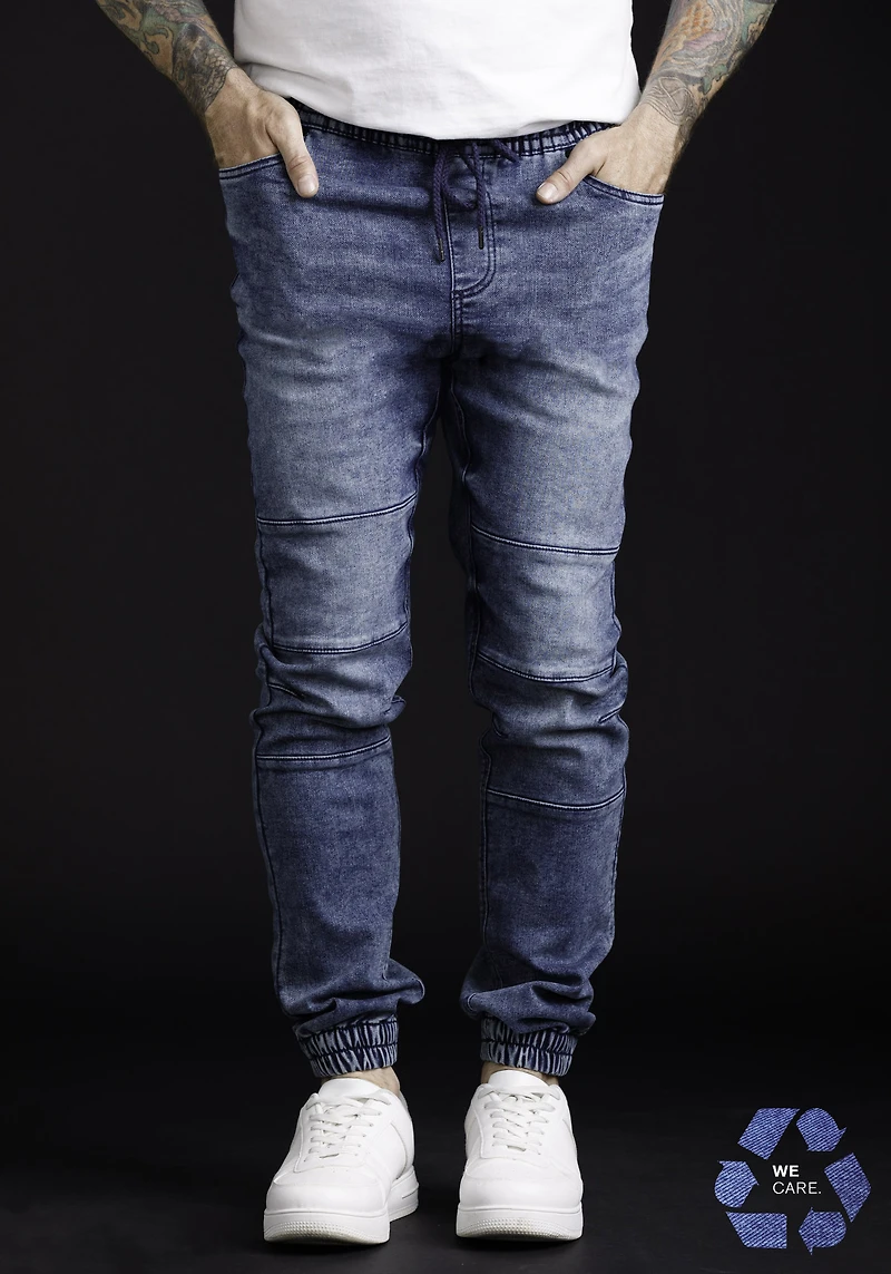 Men's Knit Denim Moto Jogger