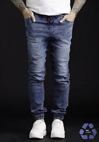 Men's Knit Denim Moto Jogger
