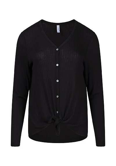 Women's Rib Knit Tie Front Top