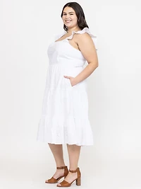 Women's Eyelet Tiered Midi Dress
