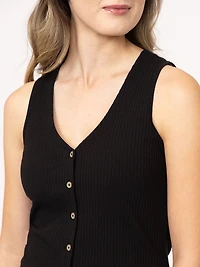 Women's Rib Button Front Tank