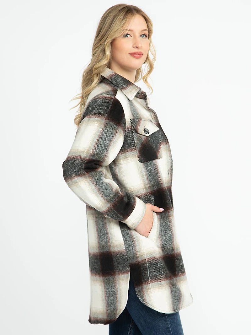 Women's Plaid Button Front Shacket