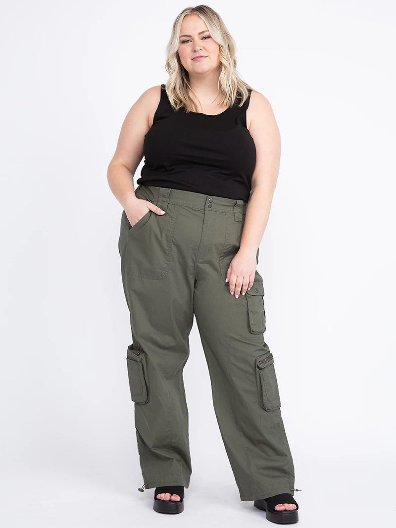 Women's Plus 2 Button Poplin Loaded Cargo Pants