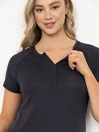 Women's Ribbed Raglan Henley Tee