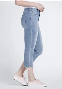 Women's Raw Hem Straight Crop Jeans