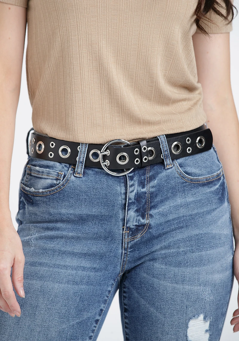 Women's Black Grommet Belt