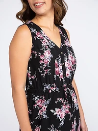 Women's Floral Half Button Dress