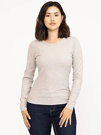 Women's Rib Crew Neck Long Sleeve Tee