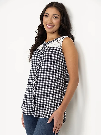 Women's Sleeveless Gingham Shirt