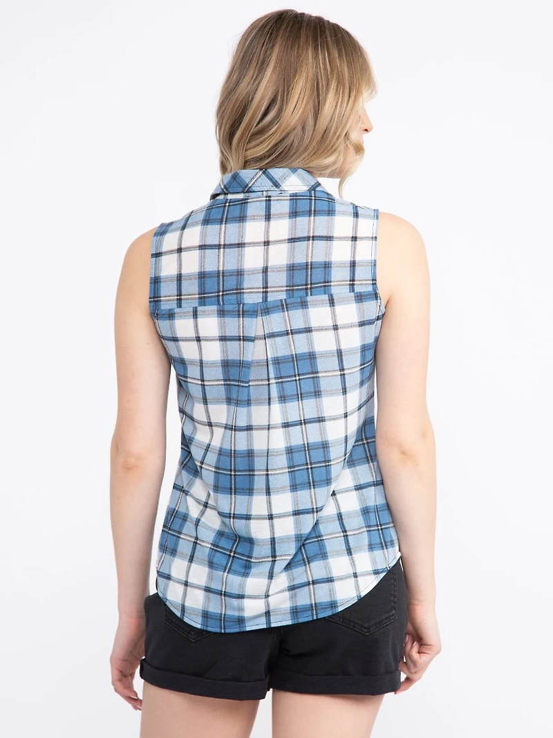Women's Sleeveless Plaid Shirt