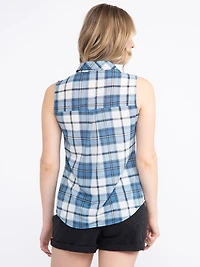 Women's Sleeveless Plaid Shirt