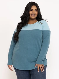 Women's Wavy Rib Colour Block Top