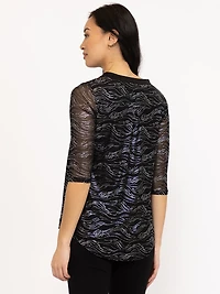 Women's Mesh V neck Blouse